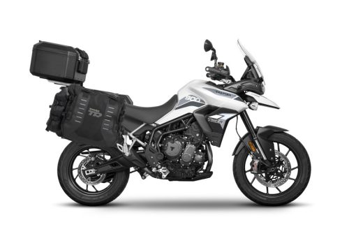 Set of SHAD TERRA TR40 adventure saddlebags and SHAD TERRA aluminium top case TR55 PURE BLACK, including mounting kit SHAD TRIUMPH TIGER 900/GT/RALLY