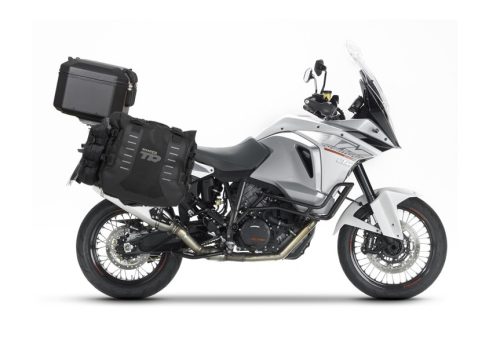 Set of SHAD TERRA TR40 adventure saddlebags and SHAD TERRA aluminium top case TR55 PURE BLACK, including mounting kit SHAD KTM 1290 SUPERADVENTURE