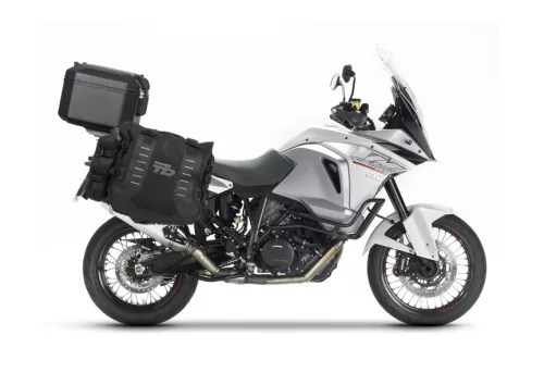 Set complet de genti laterale adventure SHAD TERRA TR40 si topcase din aluminiu SHAD TERRA TR55 PURE negru, incluzand kitul de montaj SHAD KTM 1290 SUPERADVENTURE
