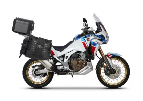 Set complet de genti laterale adventure SHAD TERRA TR40 si topcase din aluminiu SHAD TERRA TR55 PURE negru, incluzand kitul de montaj SHAD HONDA CRF 1100 L AFRICA TWIN ADVENTURE SPORT