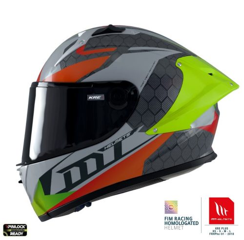 Casca Mt Helmets KRE+ Carbon Projectile D2 gri lucios - 100% carbon - FIM approved - Gri lucios