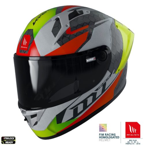 Casca Mt Helmets KRE+ Carbon Projectile D2 gri lucios - 100% carbon - FIM approved - Gri lucios