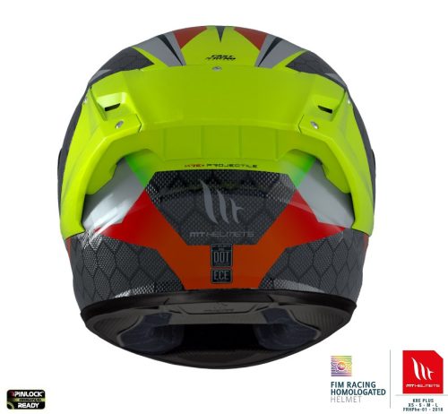 Casca Mt Helmets KRE+ Carbon Projectile D2 gri lucios - 100% carbon - FIM approved - Gri lucios