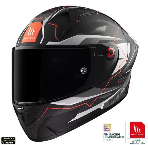 Casca Mt Helmets KRE+ Carbon Kraker C5 rosu mat - 100% carbon - FIM approved - lentila antiaburire Pinlock + viziera neagra cadou - Rosu mat