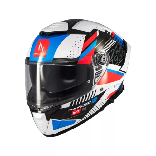 Casca Mt Helmets Thunder 4 SV Luminence A7 alb/rosu/albastru lucios