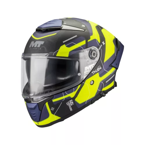 Casca Mt Helmets Thunder 4 SV Lumex B27 negru mat/galben fluo/albastru