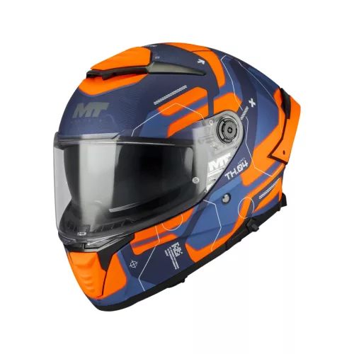 Casca Mt Helmets Thunder 4 SV Lumex C24 albastru mat/portocaliugalben