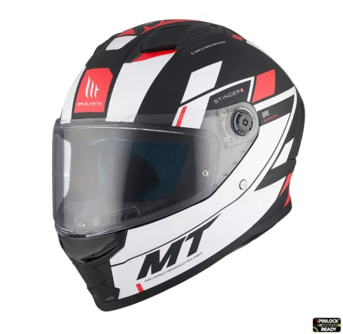 Casca Mt Helmets Stinger 2 Zivze B5 negru/alb/rosu mat