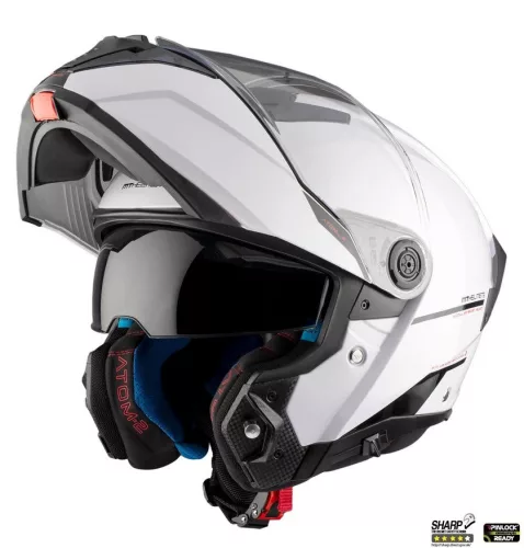 Casca Mt Helmets Atom 2 SV A0 alb lucios Pinlock Ready
