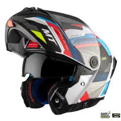   Casca Mt Helmets Atom 2 SV Bast A0 alb/rosu/albastru lucios Pinlock Ready