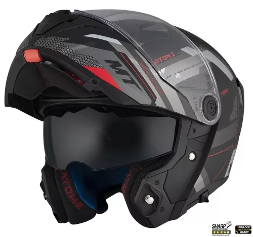 Casca Mt Helmets Atom 2 SV Bast D5 negru/gri mat Pinlock Ready
