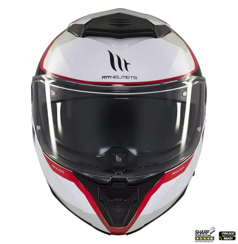 Casca Mt Helmets Atom 2 SV Emalla B0 alb/rosu mat Pinlock Ready