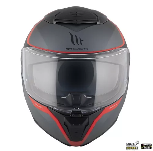 Casca Mt Helmets Atom 2 SV Emalla B15 gri/rosu mat Pinlock Ready