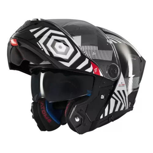 Casca Mt Helmets Atom 2 SV Strange B2 negru/alb lucios Pinlock Ready