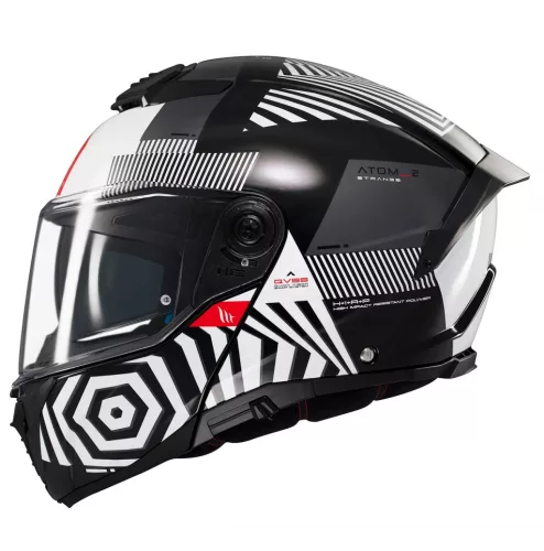 Casca Mt Helmets Atom 2 SV Strange B2 negru/alb lucios Pinlock Ready