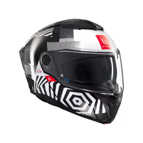 Casca Mt Helmets Atom 2 SV Strange B2 negru/alb lucios Pinlock Ready