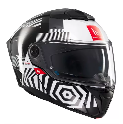 Casca Mt Helmets Atom 2 SV Strange B2 negru/alb lucios Pinlock Ready
