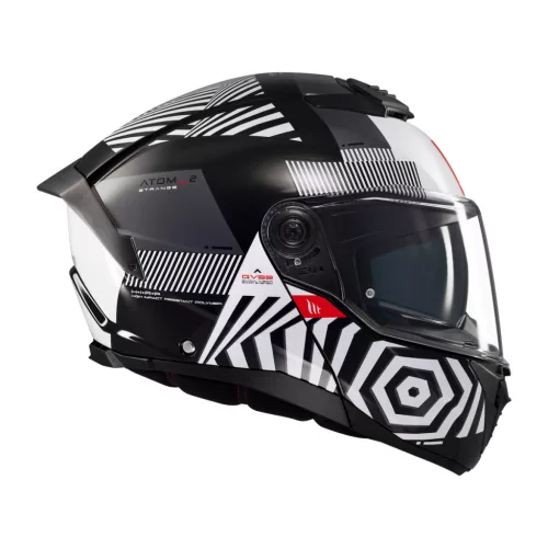 Casca Mt Helmets Atom 2 SV Strange B2 negru/alb lucios Pinlock Ready