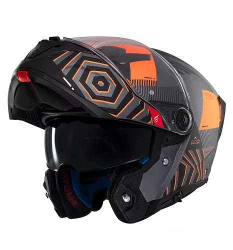 Casca Mt Helmets Atom 2 SV Strange C4 gri/portocaliu mat Pinlock Ready