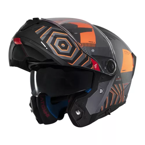 Casca Mt Helmets Atom 2 SV Strange C4 gri/portocaliu mat Pinlock Ready