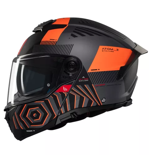 Casca Mt Helmets Atom 2 SV Strange C4 gri/portocaliu mat Pinlock Ready
