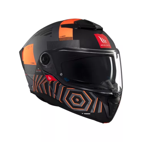 Casca Mt Helmets Atom 2 SV Strange C4 gri/portocaliu mat Pinlock Ready