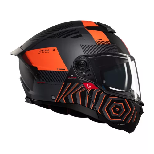 Casca Mt Helmets Atom 2 SV Strange C4 gri/portocaliu mat Pinlock Ready