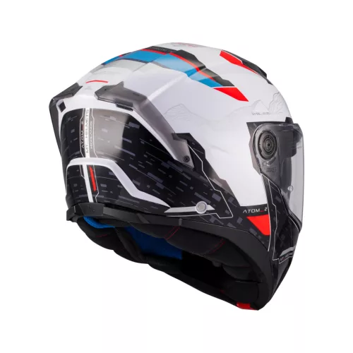 Casca Mt Helmets Atom 2 SV Highlands A7 albastru/alb/roșu Pinlock inclus