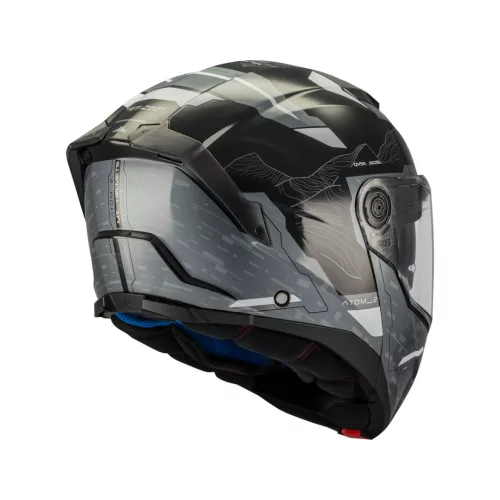 Casca Mt Helmets Atom 2 SV Highlands C2 negru lucios/gri/alb Pinlock inclus