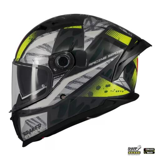 Casca Mt Helmets Braker SV Fury C6 gri/galben lucios