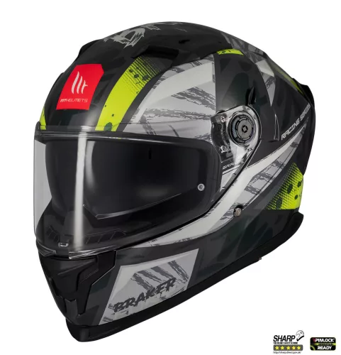 Casca Mt Helmets Braker SV Fury C6 gri/galben lucios