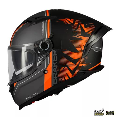 Casca Mt Helmets Braker SV Charm B4 negru/portocaliu mat