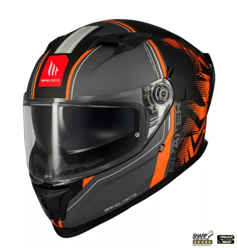 Casca Mt Helmets Braker SV Charm B4 negru/portocaliu mat