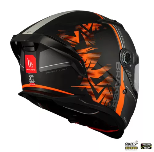 Casca Mt Helmets Braker SV Charm B4 negru/portocaliu mat