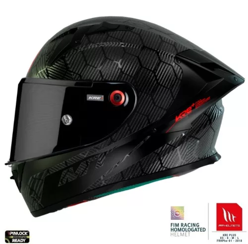 Casca Mt Helmets KRE+ S Carbon negru A11 negru lucios - 100% carbon - FIM approved - omologare noua ECE 22.06 - Negru lucios