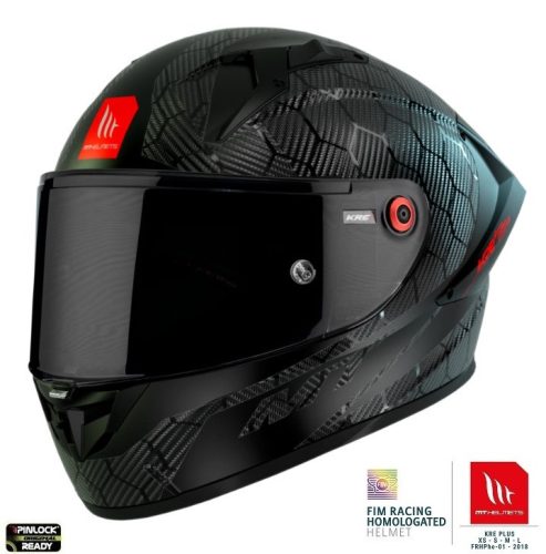 Casca Mt Helmets KRE+ S Carbon negru A11 negru lucios - 100% carbon - FIM approved - omologare noua ECE 22.06 - Negru lucios