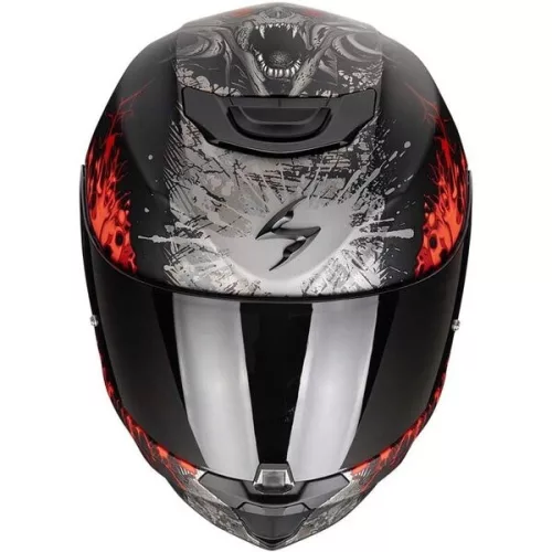 Casca Scorpion EXO-391 WOLF Negru Mat Argintiu Rosu
