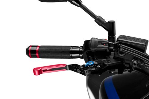 Brake lever without adapter PUIG 3.0 14RNA extendable folding red/blue
