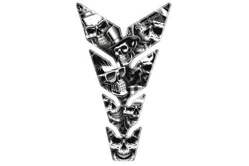 Tank pad PUIG Skull Party Black & White 20594N
