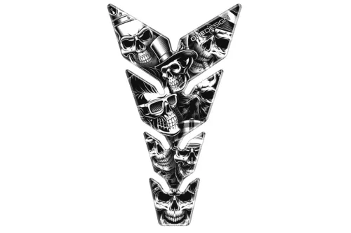 Protectie rezervor PUIG Skull Party Negru & Alb 20594N