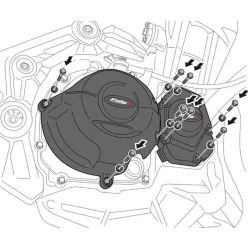 Engine protective covers PUIG 22608N Negru included 3 covers