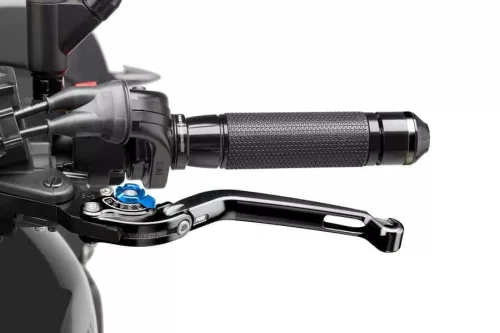 Maneta de ambreiaj fara adaptor PUIG 260NA foldable negru/albastru