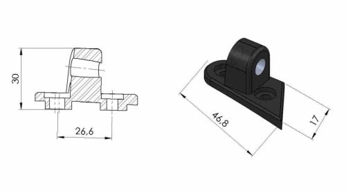 Mirror adaptor PUIG 3543N stanga Negru