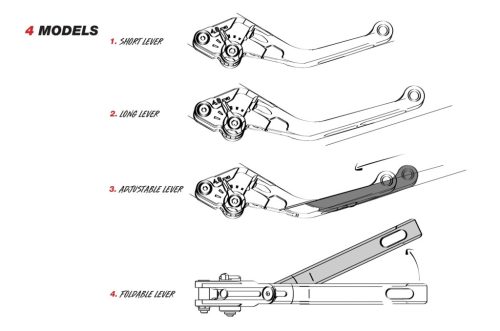 Maneta ambreiaj fara adaptor PUIG 4.0 424RNR extendable folding rosu/rosu