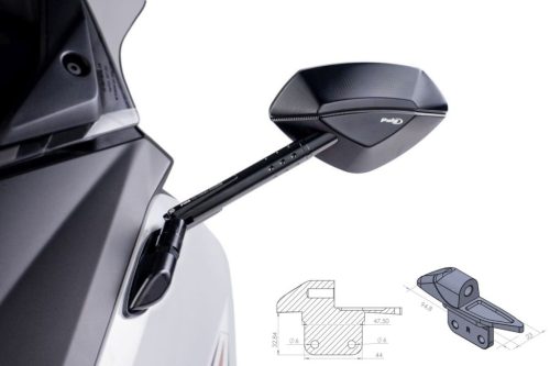 Mirror adaptor PUIG ADAPTER LEFT SIDE FOR FAIRING TMAX 12'-13 9573N Negru to fairing