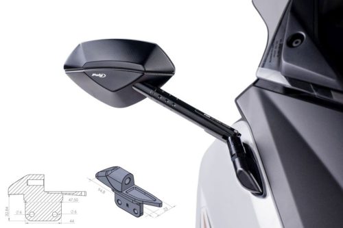 Mirror adaptor PUIG ADAPTER RIGHT SIDE FOR FAIRING TMAX 12'-13' 9574N Negru to fairing