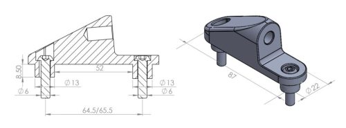 Mirror adaptor PUIG ADAPTER WITHOUT SIDE FOR FAIRING C600S 12'-13' 9575N Negru to fairing