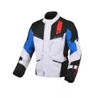 Geacă textil impermeabilă touring Macna Zastro negru/gri deschis/albastru