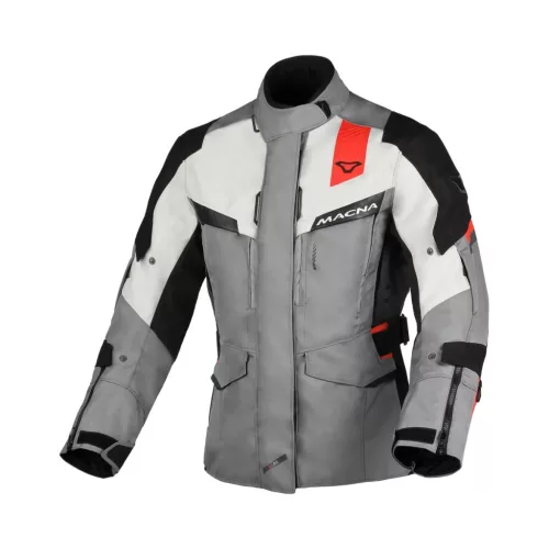 Geacă de damă textil impermeabilă touring Macna Zastra gri deschis/gri închis/negru