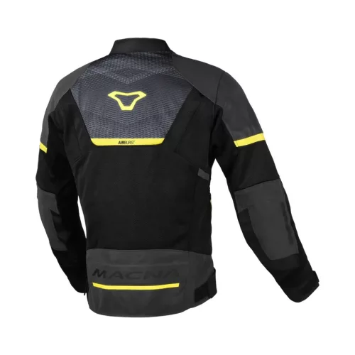 Geacă de vară textil damă Macna Orcano Night Eye™ 2.0 negru/gri/galben